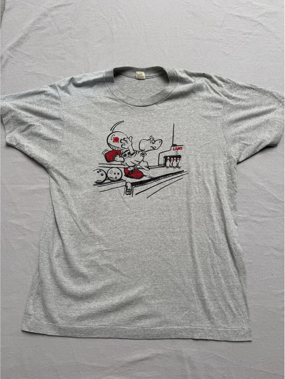 Vintage Turtle Bowling T-shirt 1980s Lane 1 Red Shoes XL